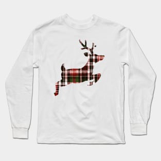 Christmas Plaid Flying Reindeer Long Sleeve T-Shirt